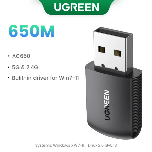 UGREEN Adattatore WiFi USB AC650/AX1800 – Dongle Wireless Dual Band 5Ghz/2.4Ghz - immagine 12