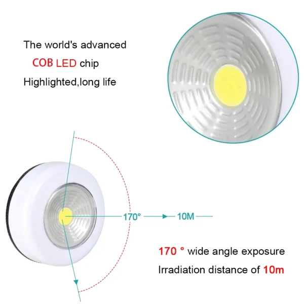 COB LED Under Cabinet Light With Adhesive Sticker Wireless Wall Lamp Wardrobe Cupboard Drawer Closet Bedroom Kitchen Night Light - immagine 5