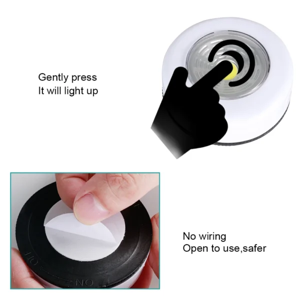 COB LED Under Cabinet Light With Adhesive Sticker Wireless Wall Lamp Wardrobe Cupboard Drawer Closet Bedroom Kitchen Night Light - immagine 3