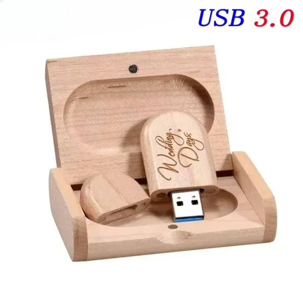 USB 3.0 Wedding Gift Pendrive – Flash Drive Personalizzato con Logo, Scatola in Legno Elegante – 8GB, 16GB, 32GB, 64GB Memory Stick U Disk con Campione Gratuito - immagine 2