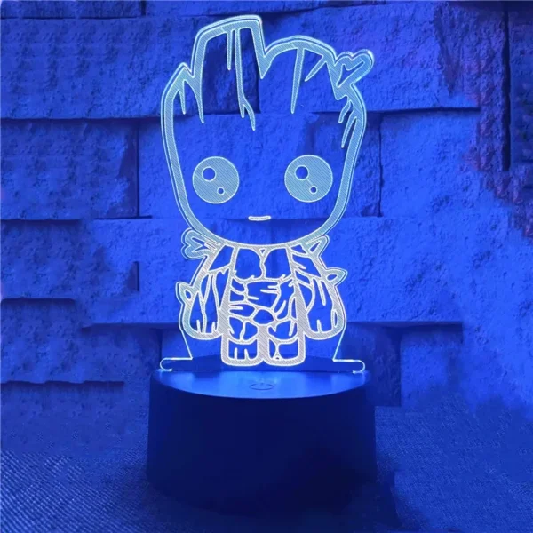 Lampada 3D LED Baby Yoda Anime – Luce Notturna Illusione Ottica Multicolore per Cameretta Bambini, Decorazione da Tavolo, Stile Manga Groot - immagine 32
