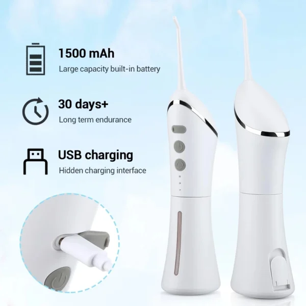 Irrigatore Orale Xiaomi Youpin – Flossing a Getto d’Acqua Elettrico, Sbiancamento Dentale, Ricarica USB, Cura delle Gengive, Design Portatile con 3 Modalità di Pulizia - immagine 4