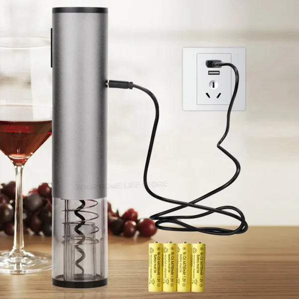 Apribottiglie Elettrico Automatico in Acciaio Inox – Cavatappi Ricaricabile con Taglia Capsule Integrato - immagine 5