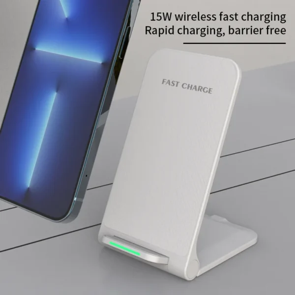 Caricatore Wireless 15W Stand Universale – Ricarica Rapida per iPhone 15/14/13/12/11/X/SE 2022, Galaxy S23/S22/S21/S20/S10, AirPods, Qi Dispositivi - immagine 5