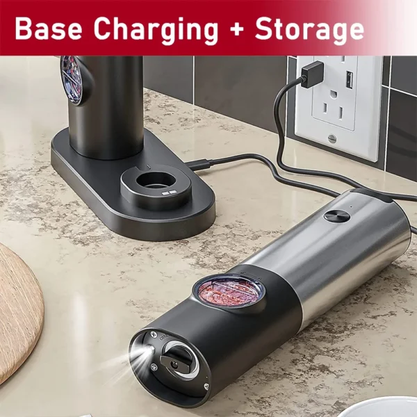 Macina Sale e Pepe Elettrico USB Ricaricabile – Grinder con Grana Regolabile, Macina Spezie Fresche per Cucina, Tavola o Regalo - immagine 2