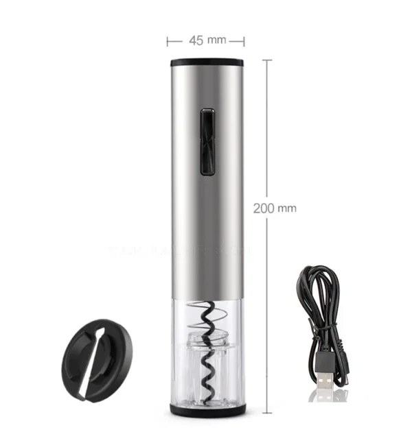Apribottiglie Elettrico Automatico in Acciaio Inox – Cavatappi Ricaricabile con Taglia Capsule Integrato - immagine 10