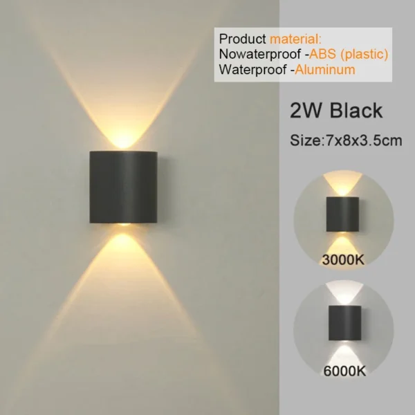 Lampada/Applique LED Moderna da Parete – Luce Bianco Caldo su e giù, per Interni ed Esterni - immagine 14