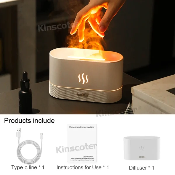 KINSCOTER Diffusore di Aromi e Umidificatore d’Aria Ultrasonico - Lampada a Fiamma LED per Oli Essenziali, Nebulizzatore a Vapore Freddo, Diffusore per Casa e Ufficio - immagine 7