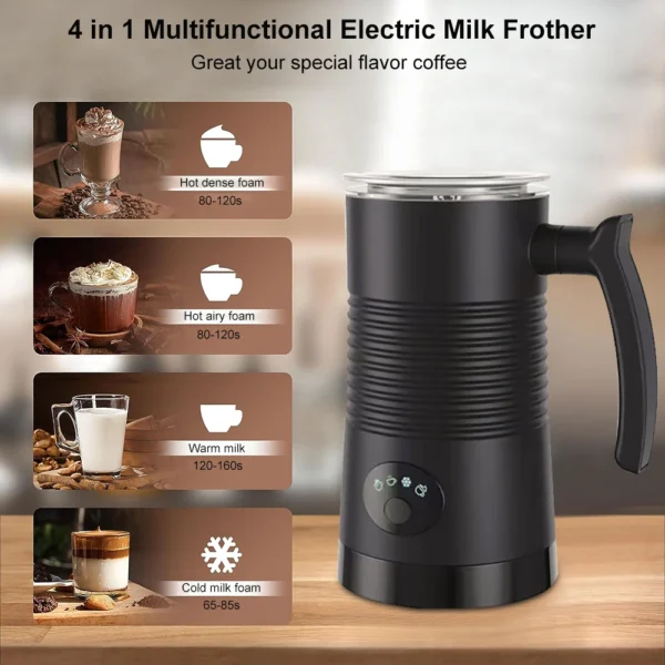 Montalatte Elettrico 4 in 1 – Schiumalatte Automatico per Caffè, Cappuccino e Latte, Schiuma Calda e Fredda, Foamer con Rotazione Automatica - immagine 2