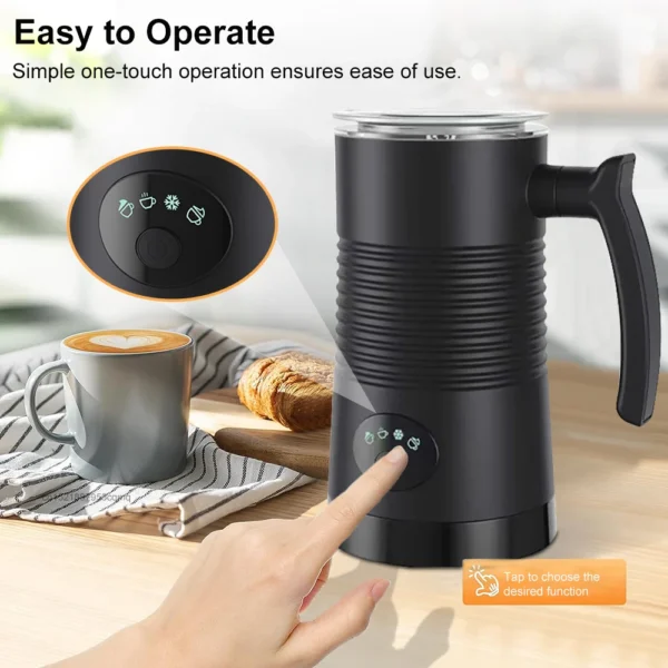 Montalatte Elettrico 4 in 1 – Schiumalatte Automatico per Caffè, Cappuccino e Latte, Schiuma Calda e Fredda, Foamer con Rotazione Automatica - immagine 3