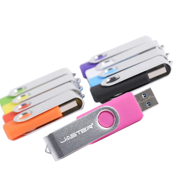 JASTER USB 2.0 Flash Drive Rotante Colorato – Memoria USB 128GB, 64GB, 32GB, 16GB, 8GB, Chiavetta USB con Clip Argento - immagine 4