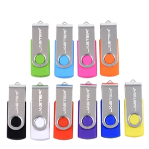 JASTER USB 2.0 Flash Drive Rotante Colorato – Memoria USB 128GB, 64GB, 32GB, 16GB, 8GB, Chiavetta USB con Clip Argento