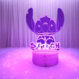 Lampada 3D Stitch Illusione Ottica – Luce Notturna LED con Controllo Remoto e Touch – Lampada da Letto per Bambini, Decorazione Camere e Regalo di Natale