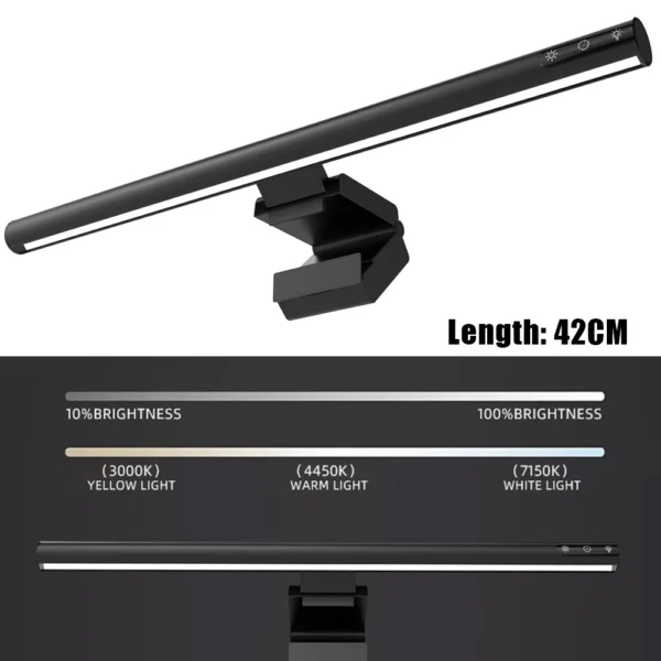 Lampada LED USB da Monitor con Dimmerazione Continua – Barra Luminosa a Sospensione per Schermo Curvo - immagine 8