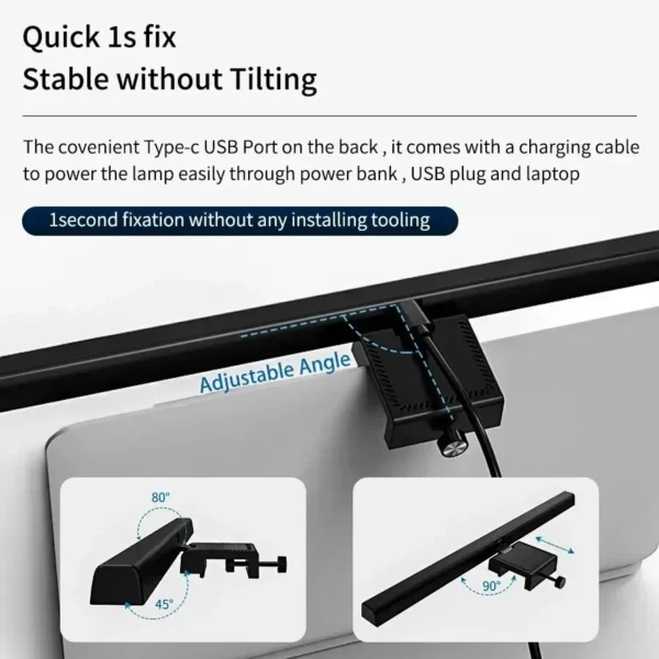 Lampada LED Monitor per PC 33cm / 50cm – Luce da Scrivania Dimmerabile USB - immagine 6