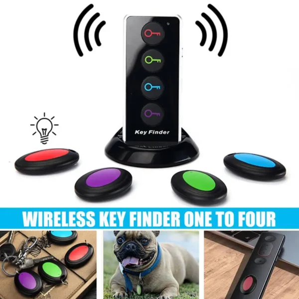 4-in-1 Localizzatore Chiavi Wireless – Dispositivo Anti-Smarrimento con Allarme 80dB, 30m di Portata, Ricerca Rapida con Pulsante, 4 Colori Inclusi - immagine 2