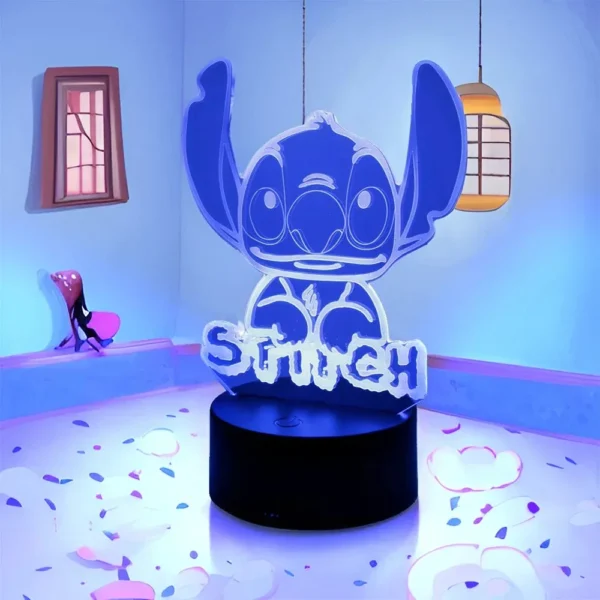 Lampada 3D Stitch Illusione Ottica – Luce Notturna LED con Controllo Remoto e Touch – Lampada da Letto per Bambini, Decorazione Camere e Regalo di Natale - immagine 6