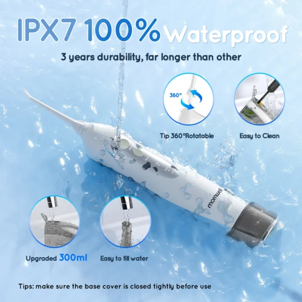 New Oral Irrigator D52/F29 - Irrigatore Orale Portatile USB Ricaricabile con 4 Ugelli per Pulizia dei Denti - Flossing a Getto d’Acqua per una Pulizia Profonda e Completa - immagine 2