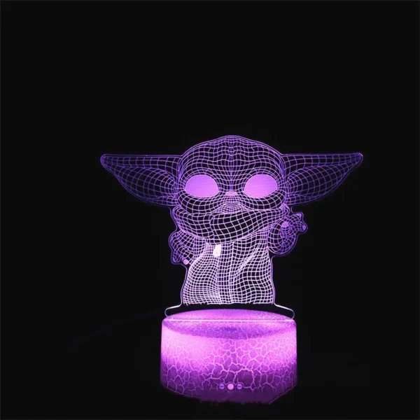 Lampada 3D LED Baby Yoda Anime – Luce Notturna Illusione Ottica Multicolore per Cameretta Bambini, Decorazione da Tavolo, Stile Manga Groot - immagine 31