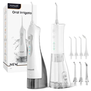 New Oral Irrigator D52/F29 - Irrigatore Orale Portatile USB Ricaricabile con 4 Ugelli per Pulizia dei Denti - Flossing a Getto d’Acqua per una Pulizia Profonda e Completa