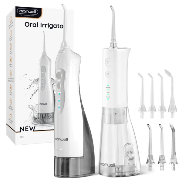 New Oral Irrigator D52/F29 - Irrigatore Orale Portatile USB Ricaricabile con 4 Ugelli per Pulizia dei Denti - Flossing a Getto d’Acqua per una Pulizia Profonda e Completa