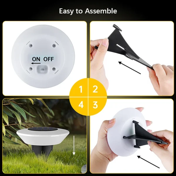 Set da 1 o 4 Faretti Solari da Esterno – 14 LED Impermeabili, Illuminazione a 360° per Giardini, Vialetti, Cortili e Campeggio - immagine 5