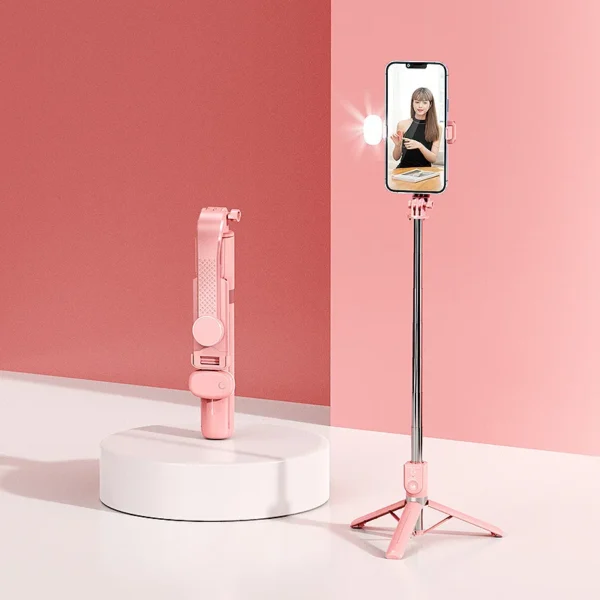 Selfie Stick Estendibile 1M Bluetooth con Luce di Riempimento e Treppiede per TikTok Live – Supporto da Scrivania per Smartphone e Video - immagine 15