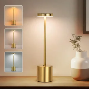 Lampada da Tavolo Touch LED Ricaricabile – Luce Notturna in Metallo con 3 Tonalità, Dimmerabile, Portatile – Lampada da Comodino per Camera, Esterni, Decorazione Moderna
