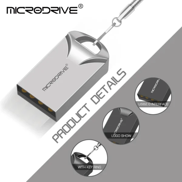 Mini USB Flash Drive Pen Drive USB 2.0 – Memoria USB 64GB, 32GB, 16GB, 8GB, 4GB, Stick con Anello Portachiavi - immagine 5
