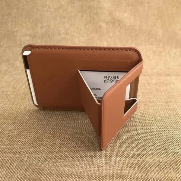 Custodia in Pelle con MagSafe con Supporto e Porta Carte per iPhone 13/12/14 Pro Max – Custodia in Pelle con MagSafe per iPhone, Supporto Magnetico, Design Elegante e Funzionale - immagine 2
