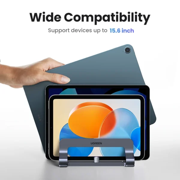 UGREEN Supporto Verticale per Laptop con 3 Slot – Supporto in Alluminio per MacBook Air, MacBook Pro, Tablet, iPad e Smartphone – Design Salvaspazio, Compatibile fino a 17,3” - immagine 5