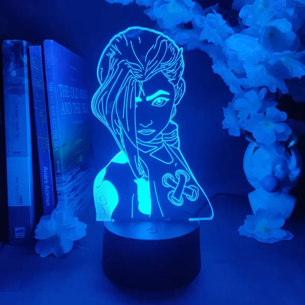 Lampada Notturna 3D League of Legends Jinx – Luce LED Illusione Ottica per Camera da Letto, Decorazione per Fan di LOL – Regalo di Natale per Bambini e Adulti, Game Room Decor - immagine 7