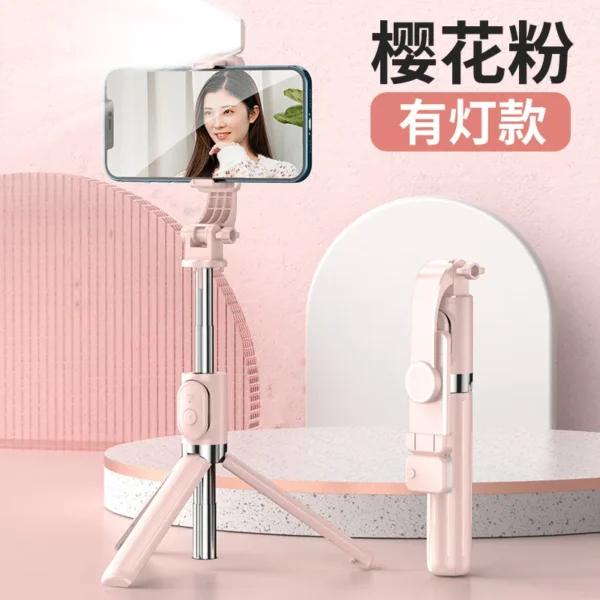 Selfie Stick Estendibile 1M Bluetooth con Luce di Riempimento e Treppiede per TikTok Live – Supporto da Scrivania per Smartphone e Video - immagine 9