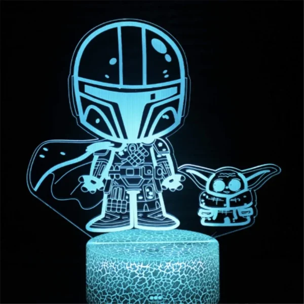 Lampada 3D LED Baby Yoda Anime – Luce Notturna Illusione Ottica Multicolore per Cameretta Bambini, Decorazione da Tavolo, Stile Manga Groot - immagine 27
