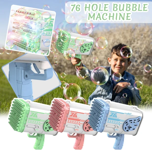 Pistola Elettrica a Bolle di Sapone con 76/80/88 Fori e LED - immagine 6