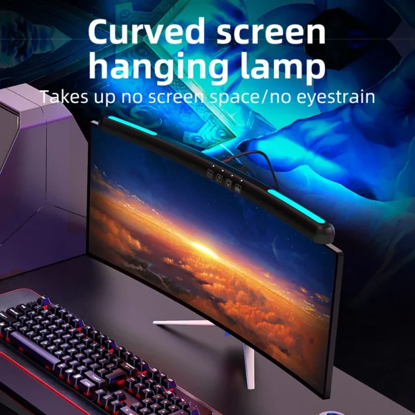 Lampada LED USB da Monitor con Dimmerazione Continua – Barra Luminosa a Sospensione per Schermo Curvo - immagine 3