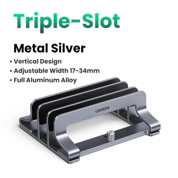 UGREEN Supporto Verticale per Laptop con 3 Slot – Supporto in Alluminio per MacBook Air, MacBook Pro, Tablet, iPad e Smartphone – Design Salvaspazio, Compatibile fino a 17,3” - immagine 9