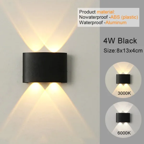 Lampada/Applique LED Moderna da Parete – Luce Bianco Caldo su e giù, per Interni ed Esterni - immagine 9