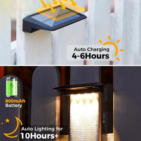 Set 2 Luci Solari da Parete – 4 LED Impermeabili per Recinzioni, Muretti, Sentieri e Giardini - immagine 2