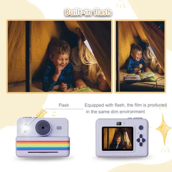 Fotocamera Digitale Bambini con Mini Stampante – Fotocamera Termica Istantanea Portatile 2.8” Schermo HD, Video & Foto, Regalo Educativo Bimbi - immagine 5