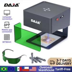 DAJA DJ6 Mini Incisore Laser Portatile Bluetooth – Macchina DIY per Incisione su Legno, Plastica, Pelle e Metallo – Incisore CNC per Tag Dog, Logo e Personalizzazioni