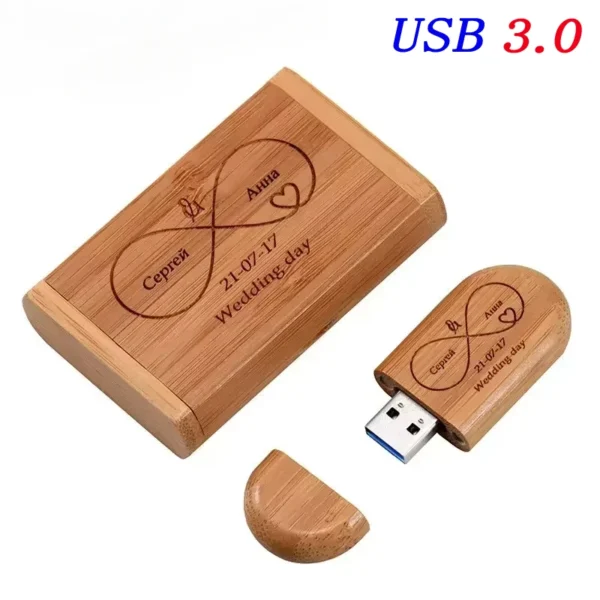 USB 3.0 Wedding Gift Pendrive – Flash Drive Personalizzato con Logo, Scatola in Legno Elegante – 8GB, 16GB, 32GB, 64GB Memory Stick U Disk con Campione Gratuito - immagine 4