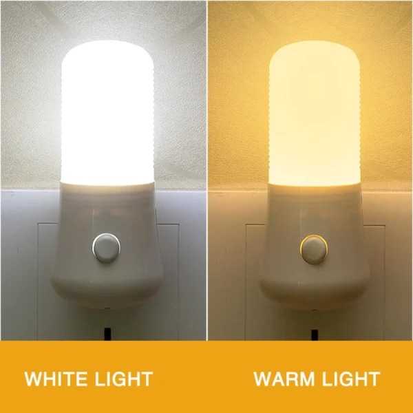 Luce Notturna LED con Pulsante – Spina EU/US, Lampada da Presa per Camera da Letto, Bambini, Corridoio, Casa - immagine 3