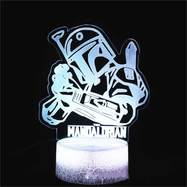 Lampada 3D LED Baby Yoda Anime – Luce Notturna Illusione Ottica Multicolore per Cameretta Bambini, Decorazione da Tavolo, Stile Manga Groot - immagine 11