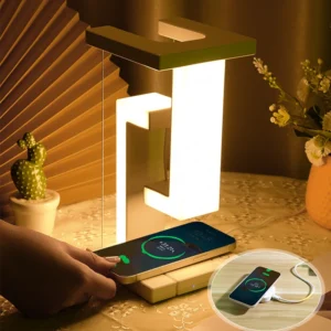 Lampada Fluttuante Novità con Caricatore Wireless 10W - Lampada Decorativa Detachabile per Camera da Letto/Ufficio con Funzione di Ricarica Senza Fili