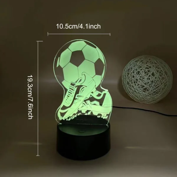Lampada 3D a Forma di Pallone da Calcio – Luce Notturna - immagine 3
