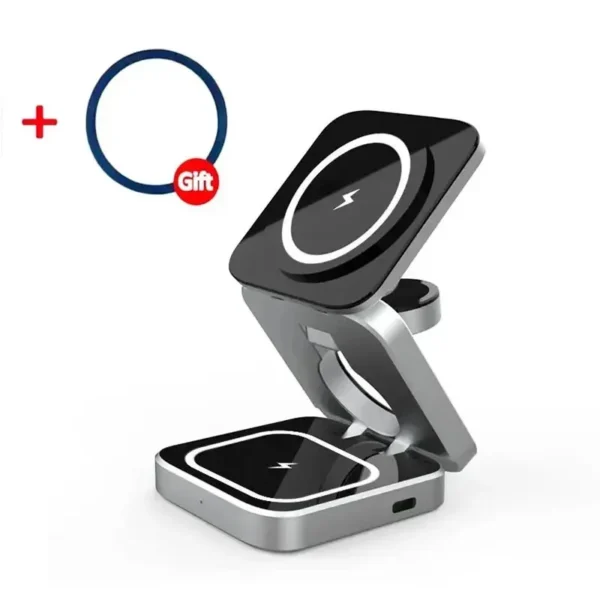 Caricatore Wireless Magnetico 3 in 1 per iPhone - Stazione di Ricarica Rapida MagSafe Compatibile, Base Stand All-in-One - immagine 7