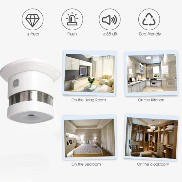 Rilevatore di Fumo HEIMAN Zigbee – Sensore Antincendio Smart per Sistema Domotico, Alta Sensibilità, Connessione 2.4GHz, Sicurezza Intelligente per Casa e Ufficio - immagine 2