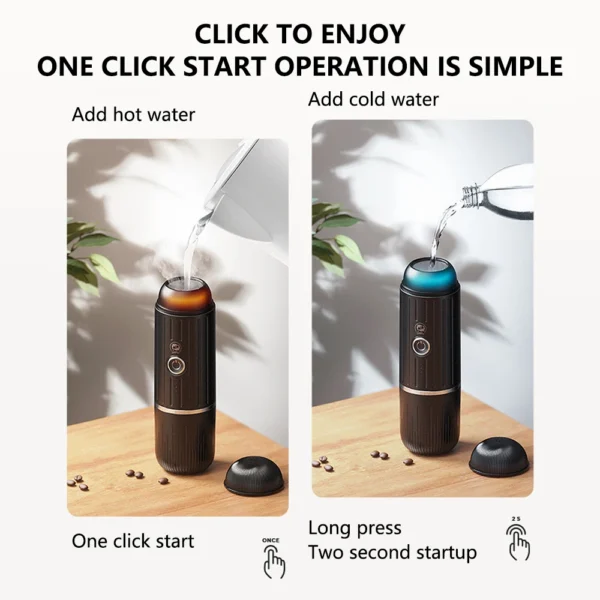 Macchina da Caffè Mini 2-in-1 ICafilas ME2218 – Macinacaffè e Capsule, Automatica con Riscaldamento, Portatile per Sport e Viaggi, Perfetta per Outdoor e Tour - immagine 3