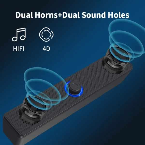 Soundbar Stereo 3D con LED – Altoparlante da Scrivania Duale - immagine 6